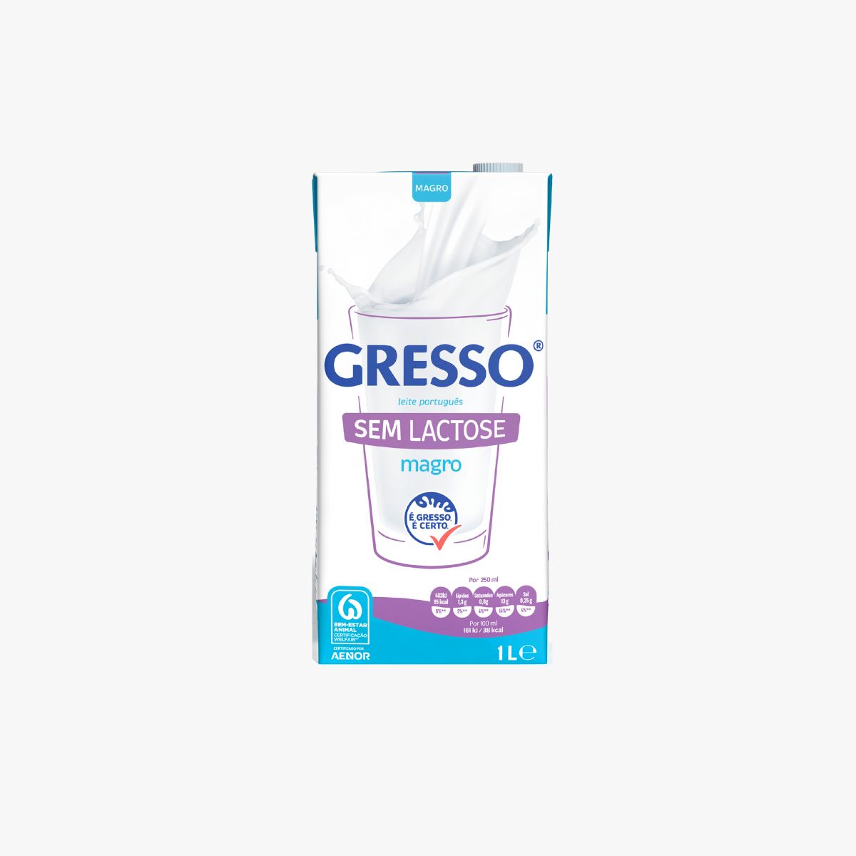 Leite UHT Magro Sem Lactose Gresso 1L