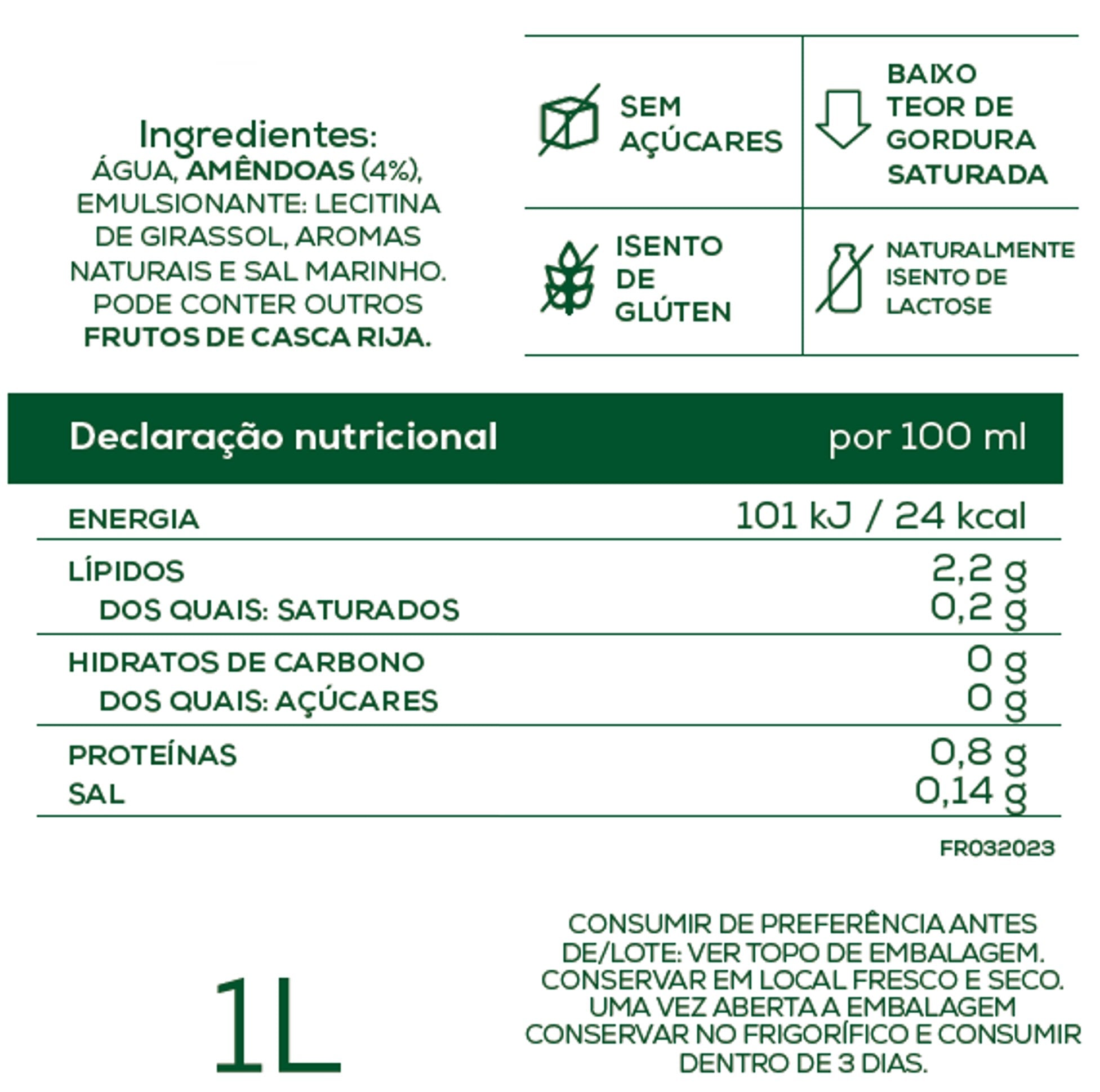 Pleno Bebida Vegetal de Amêndoa | 1L
