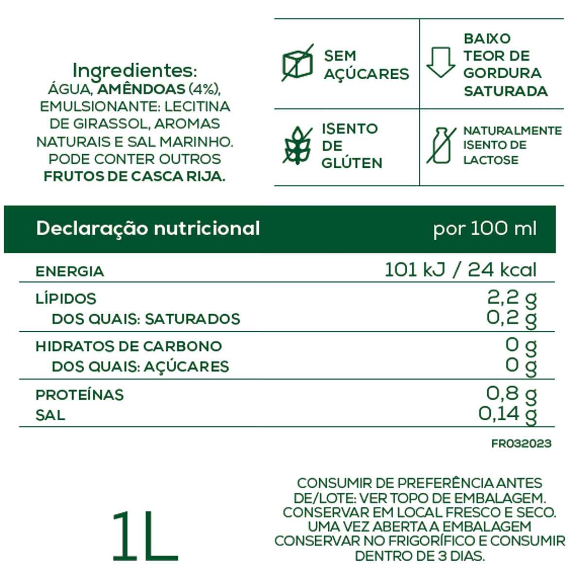 Pleno Bebida Vegetal de Amêndoa | 1L
