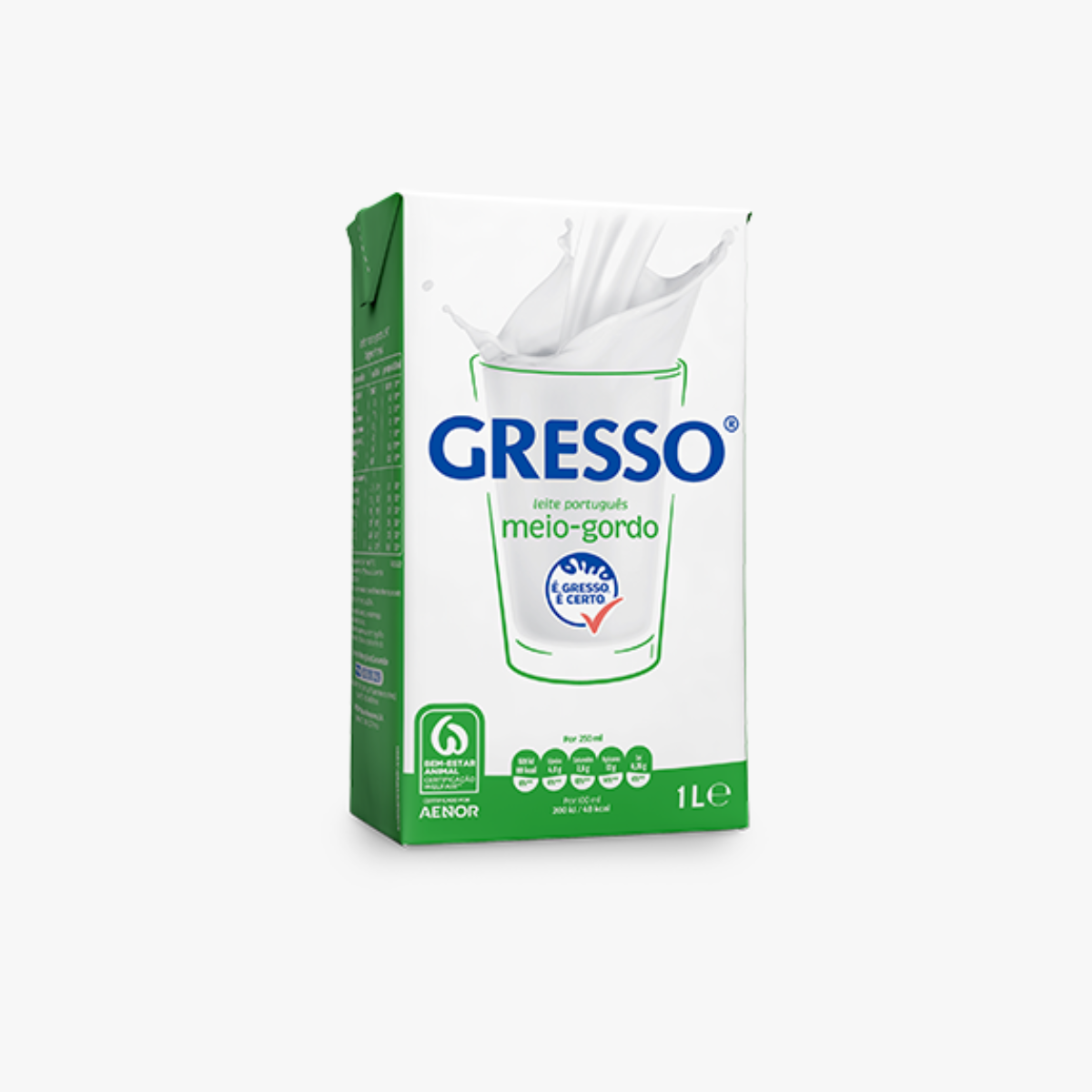Leite UHT Meio Gordo Gresso 1L