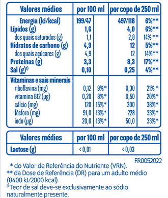 Leite UHT Meio Gordo Sem Lactose Gresso 1L