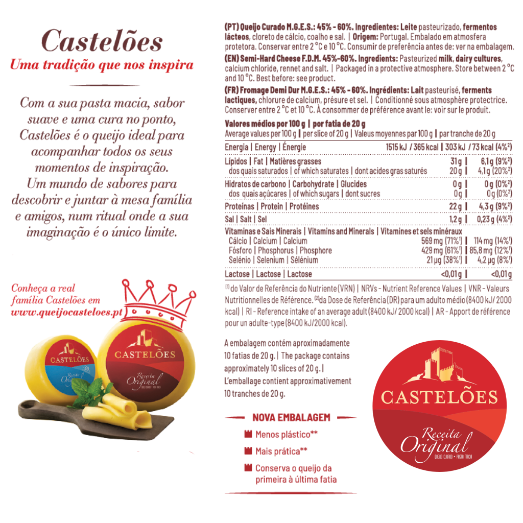 Queijo Curado Fatiado Castelões 200g