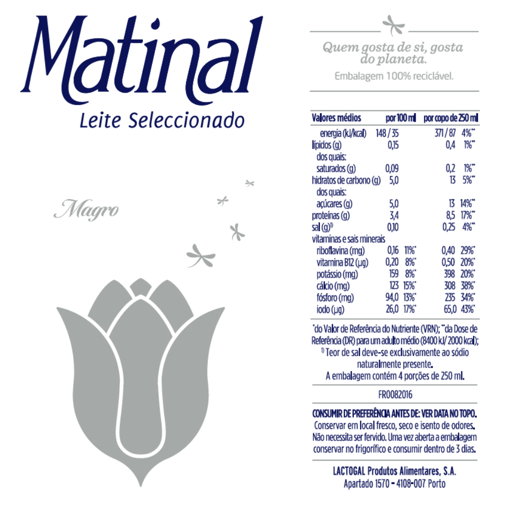 Leite Seleccionado Magro Matinal 1L