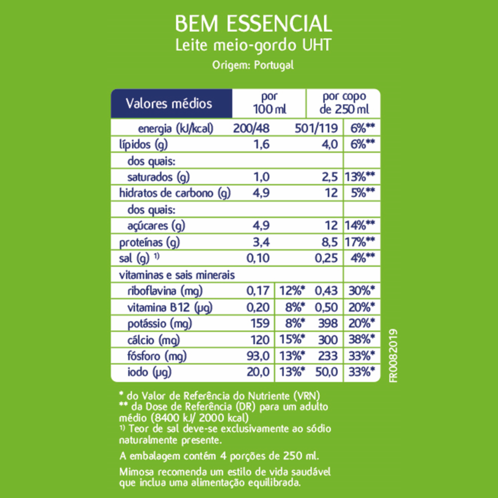Leite UHT Meio Gordo Mimosa