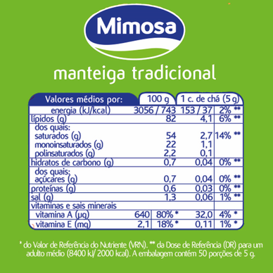 Manteiga c/Sal Mimosa 250g