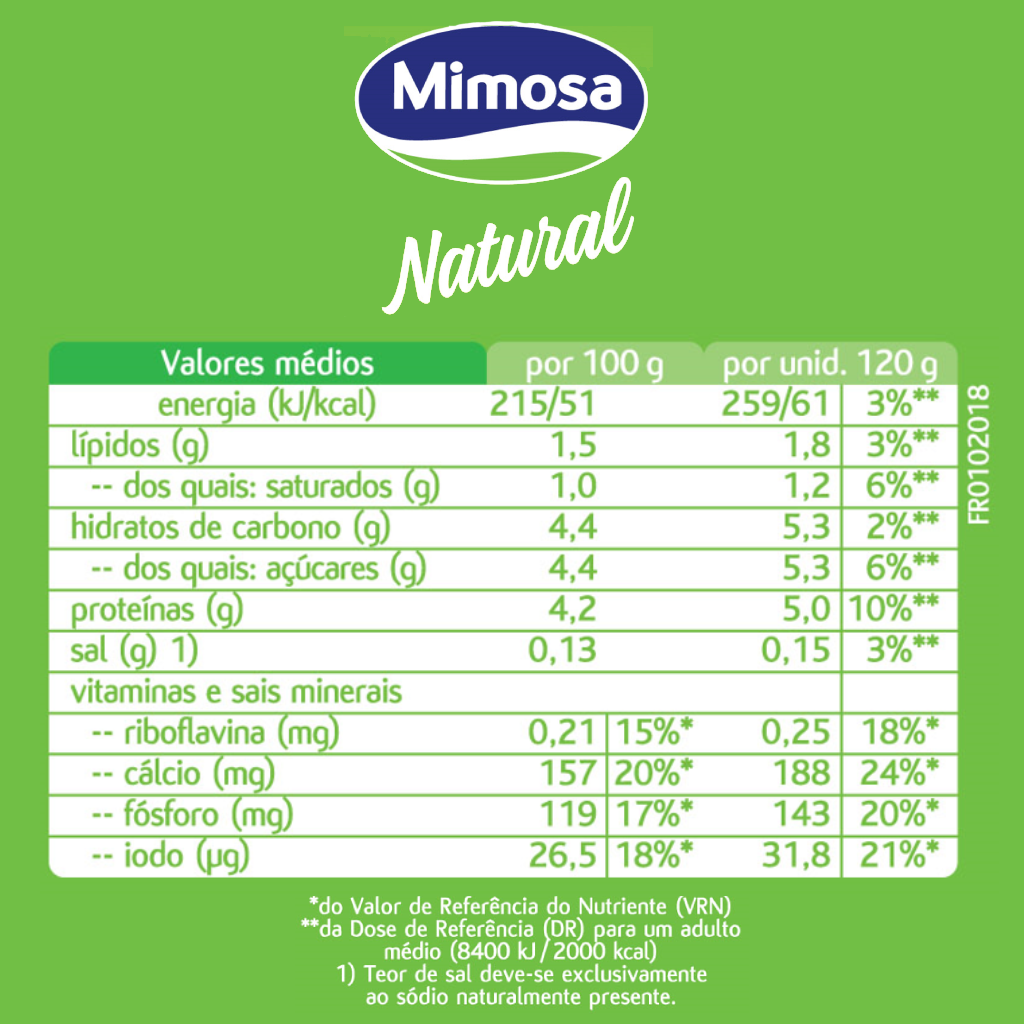 Iogurte Natural Mimosa (4x120g)