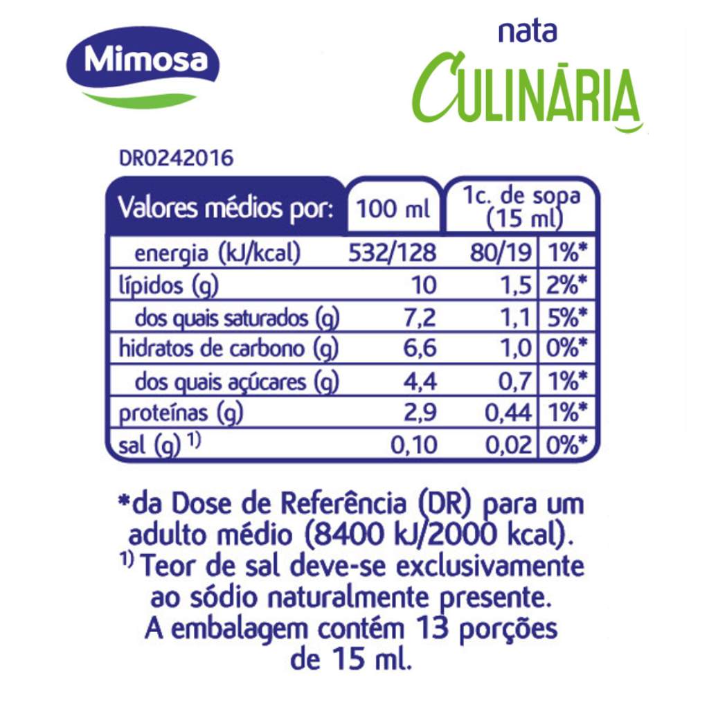Nata Culinária Mimosa 200ml