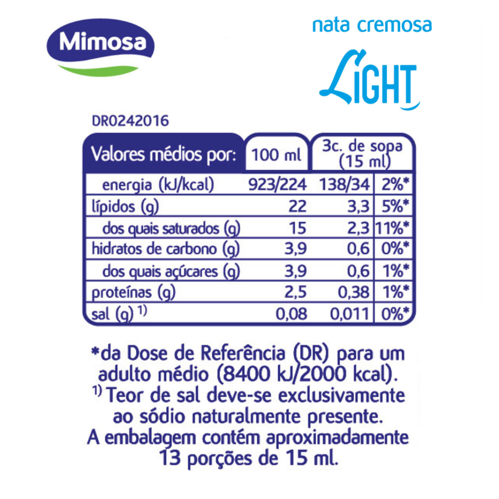 Nata Cremosa Light Mimosa 200ml